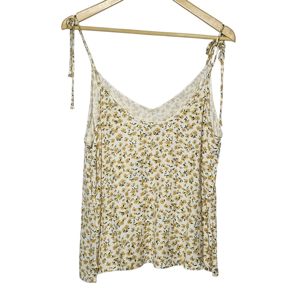 Abercrombie & Fitch Yellow Floral Tie Shoulder Cami Top XL New NWT